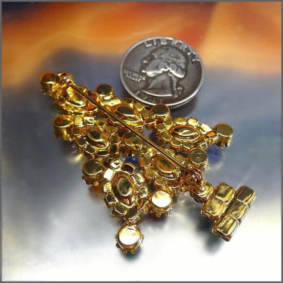1980s Vintage Eisenberg Ice Swarovski Crystal Christmas Tree Pin 16939 - Picture 6 of 6